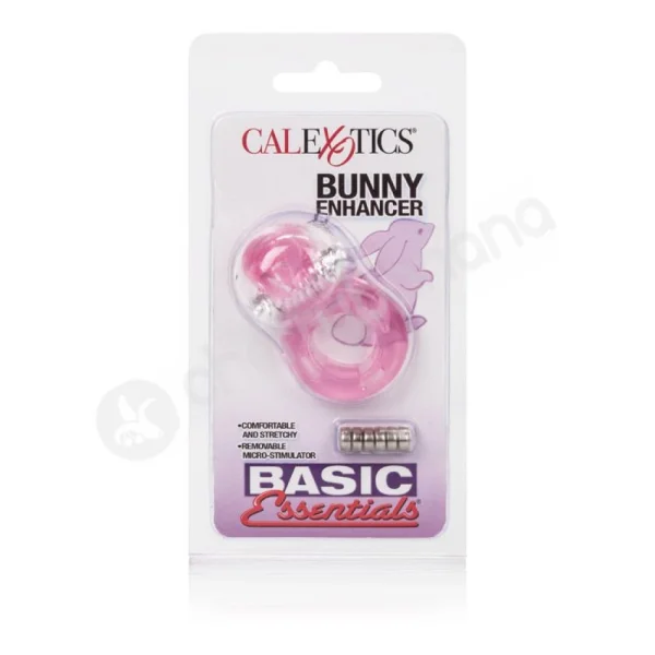 Basic Essentials Bunny Enhancer Pink Vibrating Cock Ring