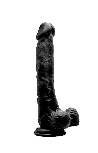 Realistic Cock - 10" - With Scrotum - Black