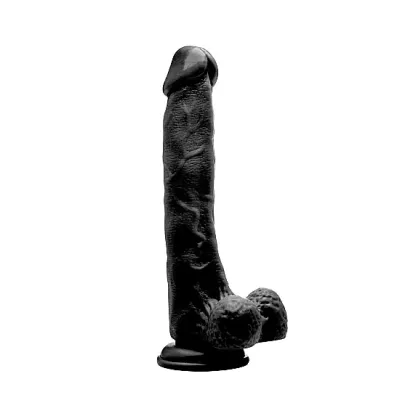 Realistic Cock 10 With Scrotum Black