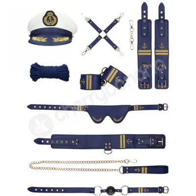 Ouch Sailor 9 Piece Blue BDSM Bondage Kit