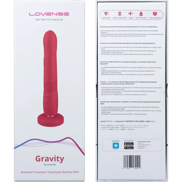 Lovense Gravity App Enabled Silicone Waterproof Rechargeable Thrusting & Vibrating Dildo