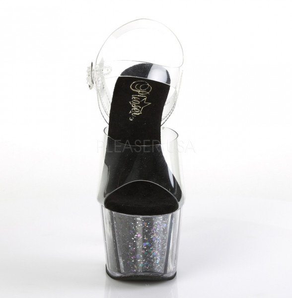 7 inches Heel, 2 3/4 inches PF Ankle Strap Sandal w/ Glitter Inserts — image 14 of 25