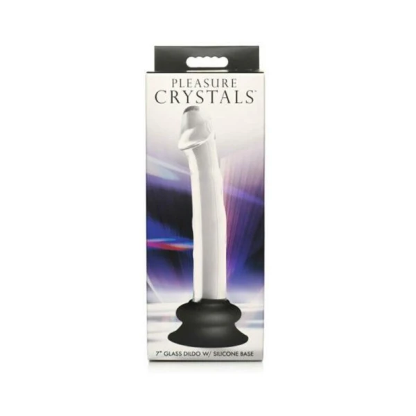 Realistic Dildos: Pleasure Crystals 7 In. Glass Dildo With Silicone Base