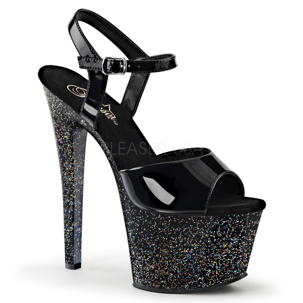 7 inches Heel, 2 3/4 inches PF Ankle Strap Sandal W/Mini Glitters — image 25 of 25