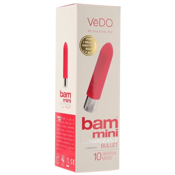 BAM MINI Rechargeable Bullet Silicone Vibrator by VeDO - Pink