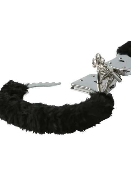 Sex & Mischief Furry Handcuffs By Sportsheets - Black
