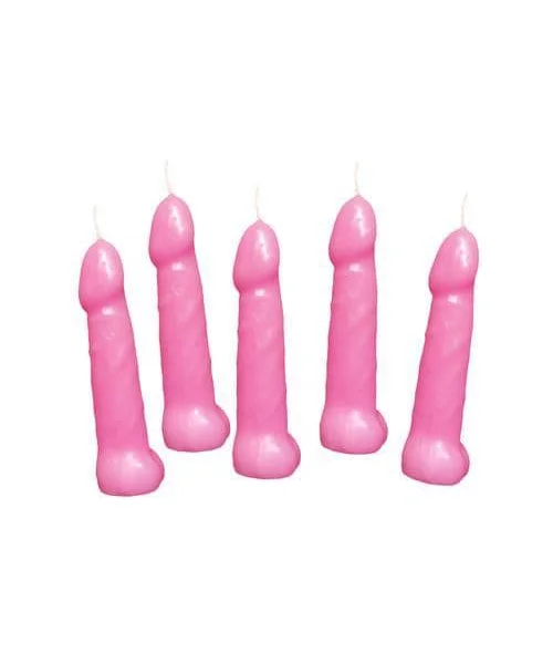 Bachelorette Pecker Party Pink Candles 5pk