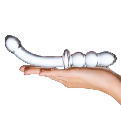 8 Inch Ribbed G Spot Glass Dildo Clear