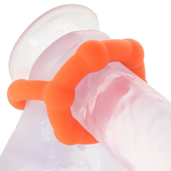 Alpha Liquid Silicone All Star Cock & Balls Ring By CalExotics - Orange