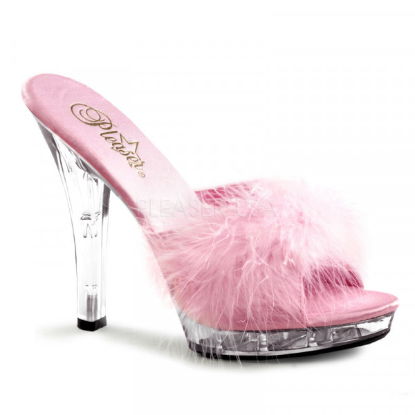 LIP-101-8 - 5" Stiletto Heel PF Marabou Slipper — image 9 of 16