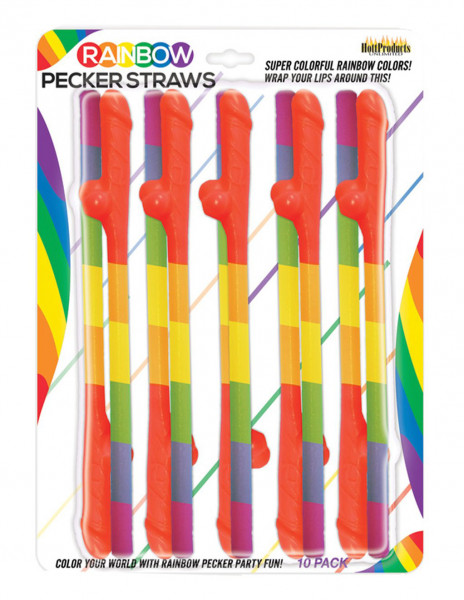 Rainbow Pecker Straws 10pk