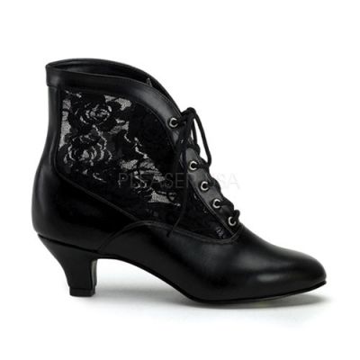 DAME 05 Blk Pu Lace Victorian Ankle Boot Lace Pioneeer 2