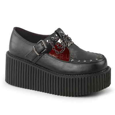 3 inches PF T Strap Creeper w Side Cutout Buckle Detail