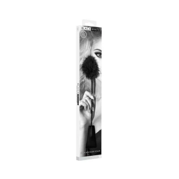 Ouch! Black & White Crop With Feather Tickler Black