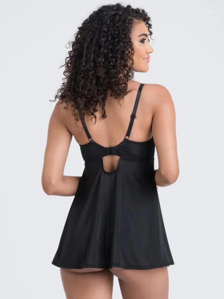 Lovehoney Lotus Black Sheer Embroidered Chemise Set