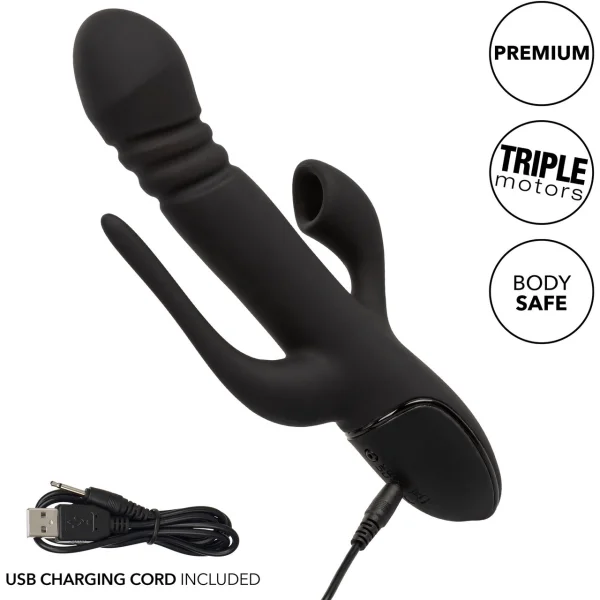 III Triple Euphoria Silicone Triple Stimulation Thrusting Vibrator With Clitoral Suction By CalExotics