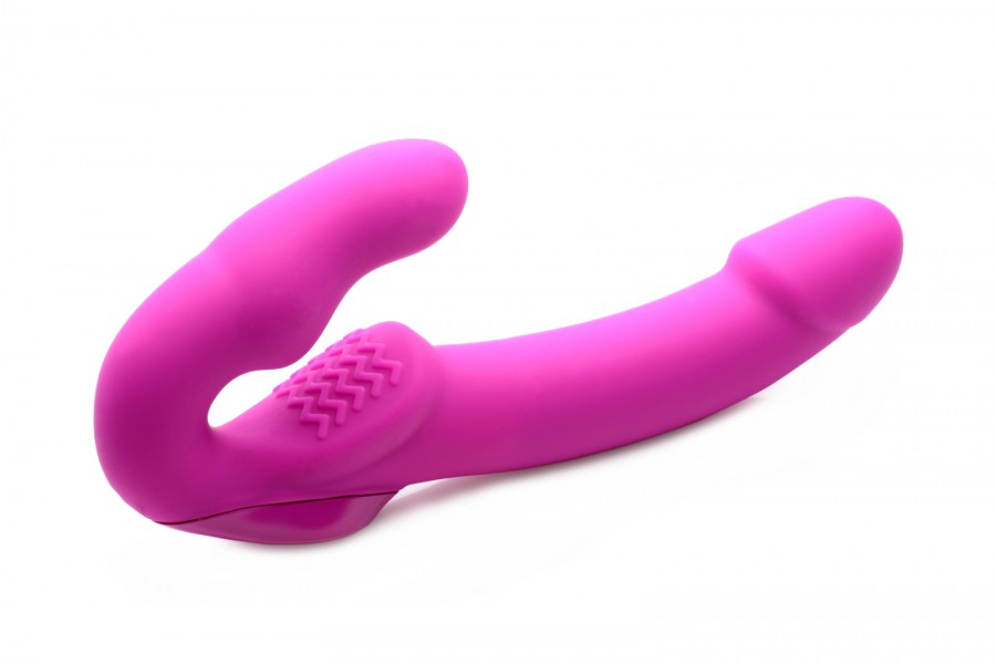 Evoke Rechargeable Vibrating Silicone Strapless Strap-on - Pink