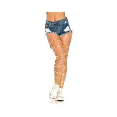 Gold Lame Garter Leg Wraps O S Gold