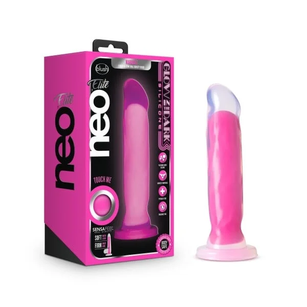 Blush - Neo Elite - Glow in the Dark 8" Silicone Dual Density Dildo - Pink — image 4 of 6
