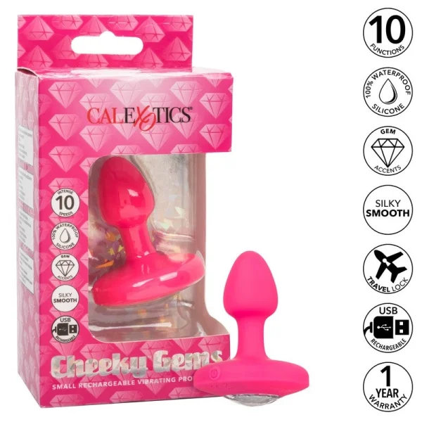 Cheeky Gems Silicone Rechargeable Vibrating Small Anal Probe By CalExotics - Pink