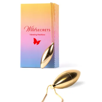 Wild Secrets Polished Gold Metal Vibrator Necklace