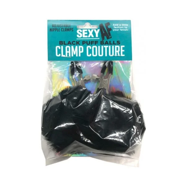 Nipple Play: Af Sexy Nipple Clamps Black Puff Balls