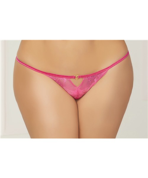 Lace heart open crotch panty 3X/4X
