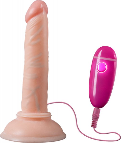Vibrating Dong W/ Rechargeable Controller - 5" (Flesh)