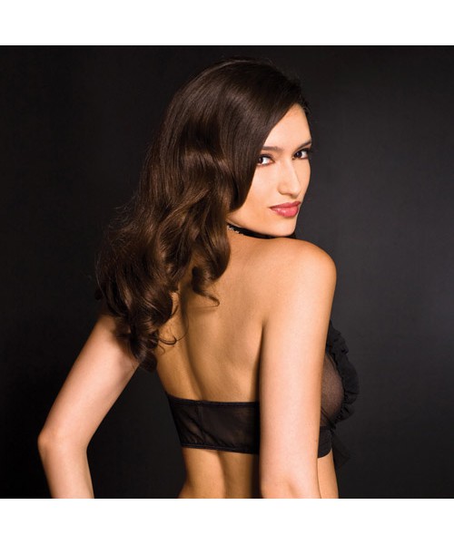Tie front ruffled lace halter top and garter short