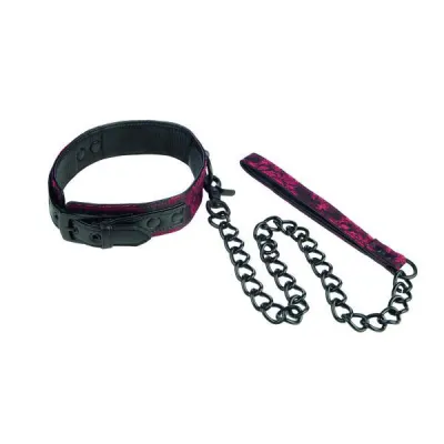 Scandal Collar With Leash Red Black O S