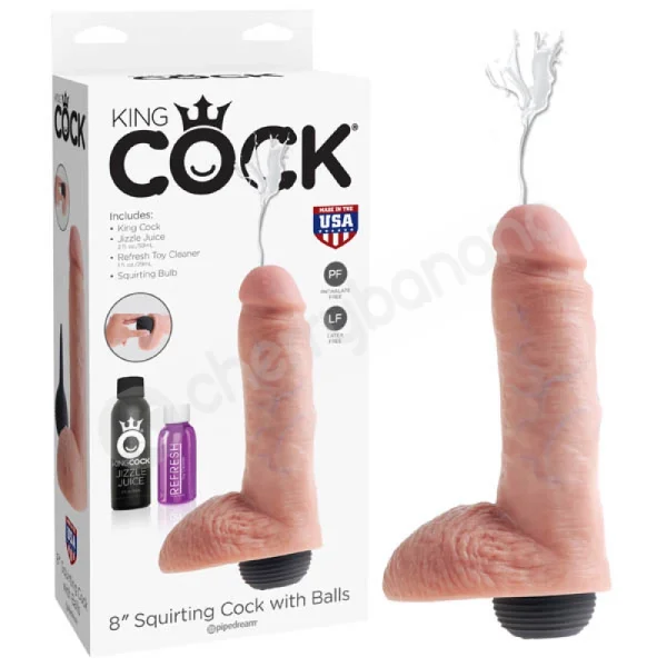 King Cock Flesh 8'' Squirting Cock With Balls