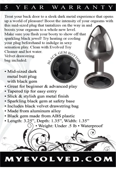 Black Gem Anal Plug - Medium