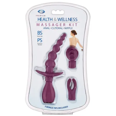 Cloud 9 Health and Wellness Anal Clitoral and Nipple Massager Kit Purple