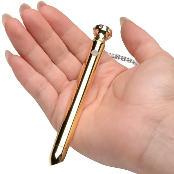Charmed 7X Rechargeable Stainless Steel Vibrating Necklace - Gold