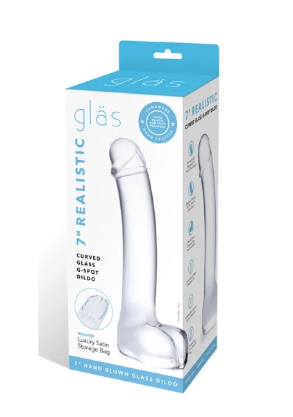 Realistic Curved Glass G-Spot Dildo - 7"