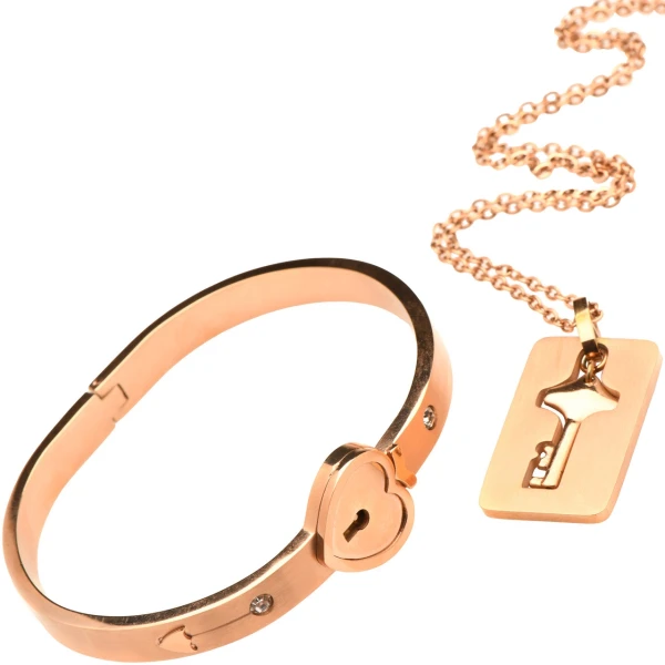Cuffed Locking Bracelet and Key Necklace