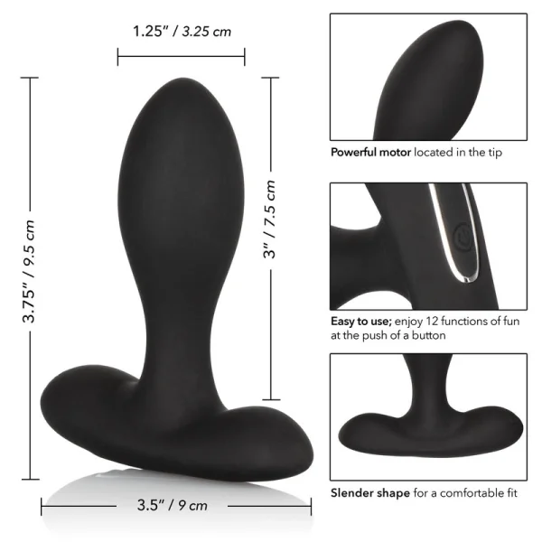 Eclipse Slender Probe Silicone Vibrating Anal Probe by CalExotics - Black