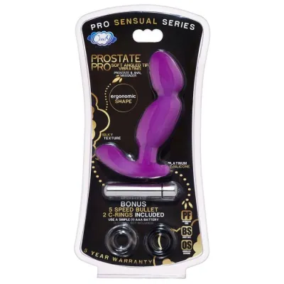 Cloud 9 Prostate Pro Soft Angled Tip Anal Prostate Massager Purple with C Rings