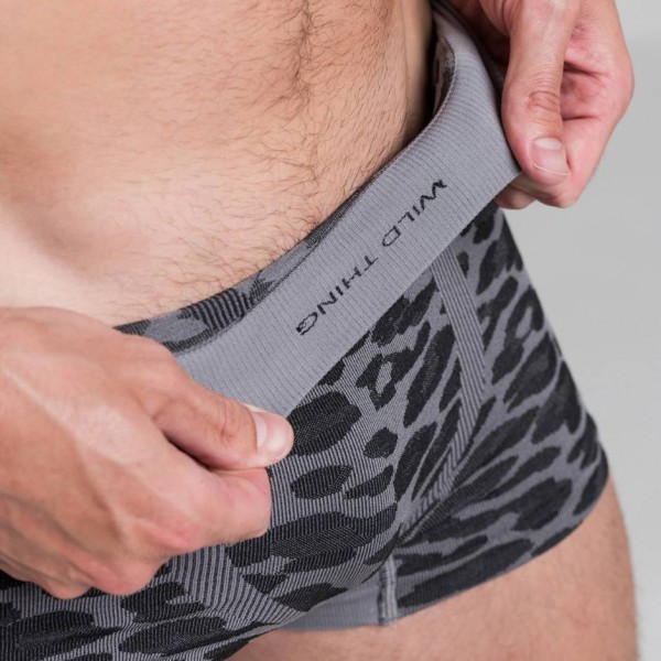 LHM Wild Thing Grey Leopard Print Seamless Boxer Shorts