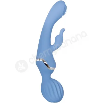 Evolved Wanderful Wabbit 3 in 1 Blue Vibrator With G Spot Clitoral Stimulation Rabbit Wand