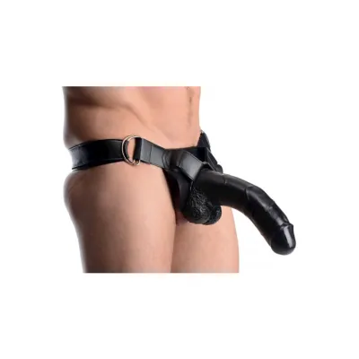 Infiltrator Ii Hollow Strap on 10 Inch Dildo Black 10 Inch