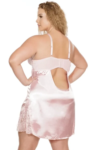 Plus Size Pastel Pink Satin Chemise