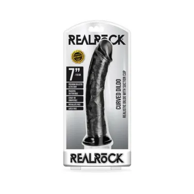 Realrock Curved Realistic Dildo With Suction Cup 7 In Chocolate