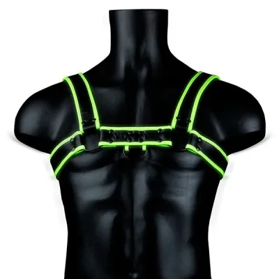 Ouch Glow In The Dark Bonded Leather Bulldog Harness