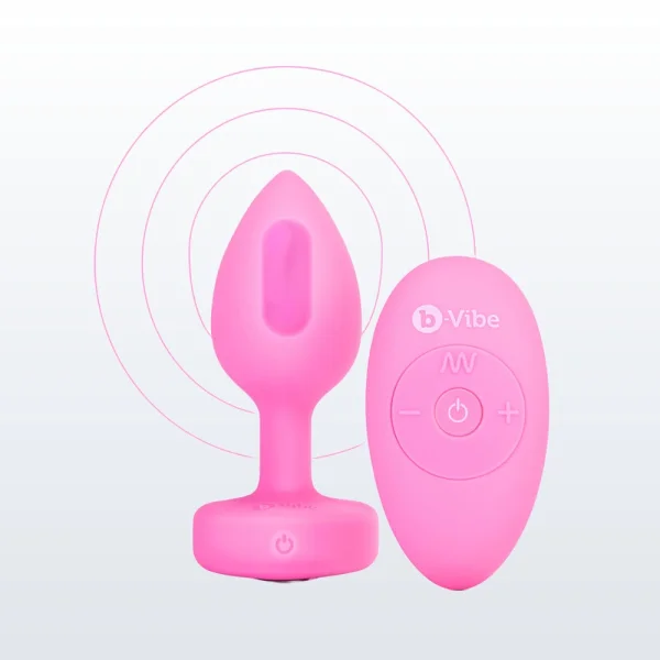 B-Vibe Vibrating Heart Plug Small/Medium - Pink Topaz