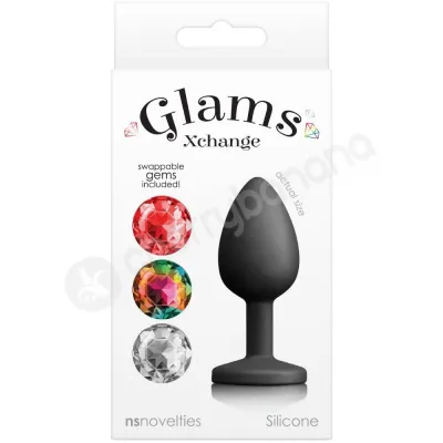 Glams Xchange Round Small 2 4 Butt Plug With 3 Swappable Gems