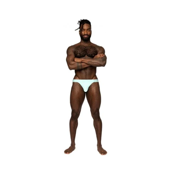 Women's Lingerie: Male Power Easy Breezy Thong Sleeve Aqua S/m