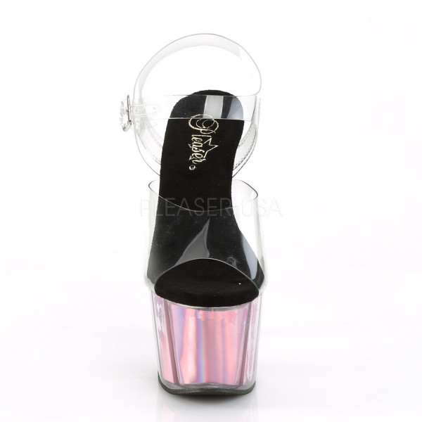 7 inches Heel, 2 3/4 inches PF Ankle Strap Sandal w/ Hologram Inserts — image 10 of 12