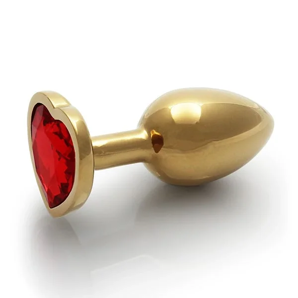 Ouch Red Heart Gem Metal Gold Plug Small