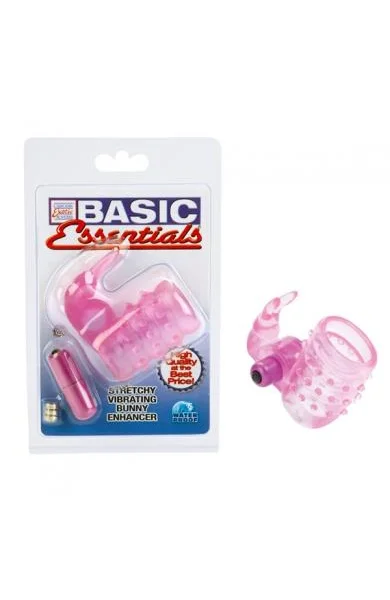 Basic Essentials Stretchy Bunny Enhancer Vibrating Pink